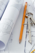 design blueprints and pencil